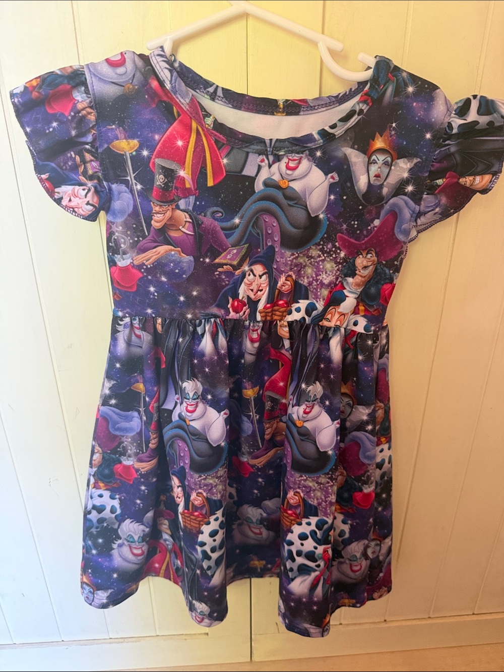 Girls' Purple Disney Villains Print Casual Skater Dress